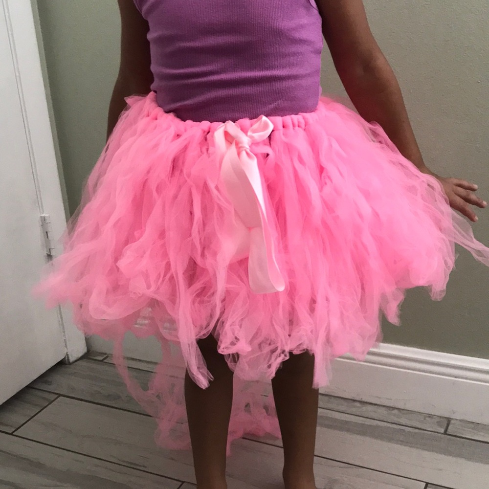 GIRLS - Asymmetric Tulle Tutu Front Tie Bottom | S